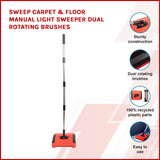 Sweep Carpet & Floor Manual Light Sweeper Dual Rotating Brushes - Front View