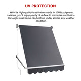 Retractable Fixed Pivot Arm Window Awning Patio Garden Blinds 2.4m x 2.1m Grey - Top-Down View