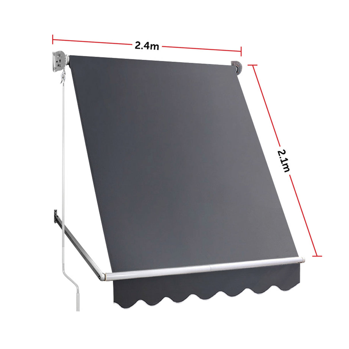 Retractable Fixed Pivot Arm Window Awning Patio Garden Blinds 2.4m x 2.1m Grey