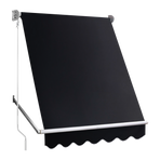 Retractable Fixed Pivot Arm Window Awning Patio Garden Blinds 2.4m x 2.1m Black