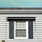Retractable Fixed Pivot Arm Window Awning Patio Garden Blinds 2.4m x 2.1m Black