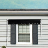 Retractable Fixed Pivot Arm Window Awning Patio Garden Blinds 2.4m x 2.1m Black - 45-Degree Angle