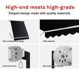Retractable Fixed Pivot Arm Window Awning Patio Garden Blinds 2.4m x 2.1m Black - Low Angle