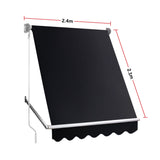 Retractable Fixed Pivot Arm Window Awning Patio Garden Blinds 2.4m x 2.1m Black - Extra Image