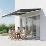 Outdoor Folding Arm Awning Retractable Sunshade Canopy Grey 3.0m x 2.5m - 45-Degree Angle