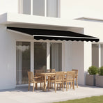 Outdoor Folding Arm Awning Retractable Sunshade Canopy Black 3.0m x 2.5m