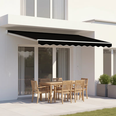 Outdoor Folding Arm Awning Retractable Sunshade Canopy Black 3.0m x 2.5m