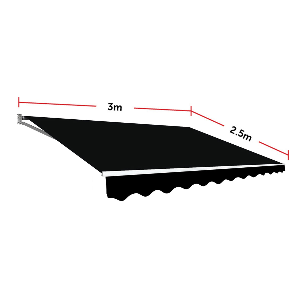 Outdoor Folding Arm Awning Retractable Sunshade Canopy Black 3.0m x 2.5m