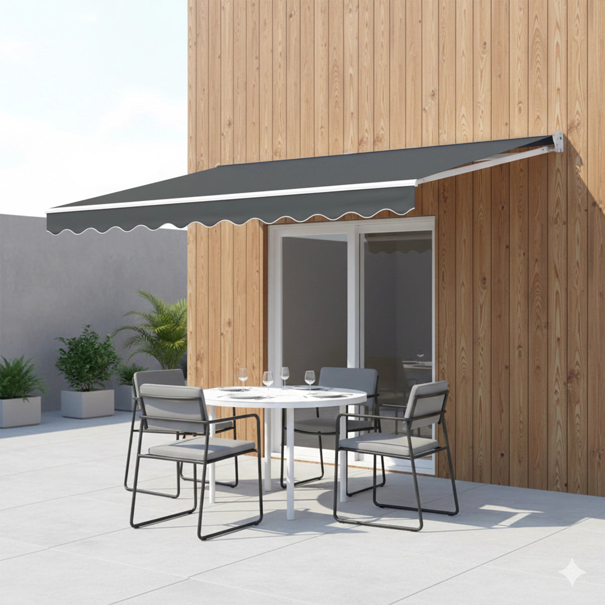 Outdoor Folding Arm Awning Retractable Sunshade Canopy Grey 4.0m x 2.5m