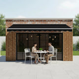 Outdoor Folding Arm Awning Retractable Sunshade Canopy Black 4.0m x 2.5m - 45-Degree Angle