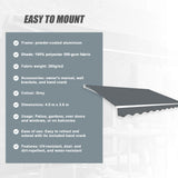 Outdoor Folding Arm Awning Retractable Sunshade Canopy Grey 4.0m x 3.0m