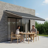 Outdoor Folding Arm Awning Retractable Sunshade Canopy Grey 4.0m x 3.0m - 45-Degree Angle