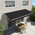 Outdoor Folding Arm Awning Retractable Sunshade Canopy Black 5.0m x 3.0m
