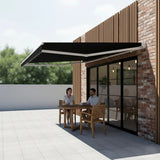 Outdoor Folding Arm Awning Retractable Sunshade Canopy Black 5.0m x 3.0m - 45-Degree Angle