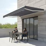Motorised Outdoor Folding Arm Awning Retractable Sunshade Canopy Grey 3.0m x 2.5m - 45-Degree Angle