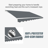 Motorised Outdoor Folding Arm Awning Retractable Sunshade Canopy Grey 3.0m x 2.5m