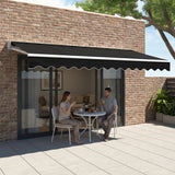 Motorised Outdoor Folding Arm Awning Retractable Sunshade Canopy Black 3.0m x 2.5m - 45-Degree Angle