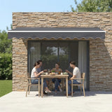 Motorised Outdoor Folding Arm Awning Retractable Sunshade Canopy Grey 4.0m x 2.5m - 45-Degree Angle