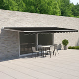 Motorised Outdoor Folding Arm Awning Retractable Sunshade Canopy Black 4.0m x 2.5m