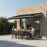 Motorised Outdoor Folding Arm Awning Retractable Sunshade Canopy Black 4.0m x 2.5m