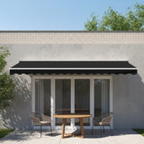 Motorised Outdoor Folding Arm Awning Retractable Sunshade Canopy Black 4.0m x 2.5m