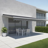 Motorised Outdoor Folding Arm Awning Retractable Sunshade Canopy Grey 4.0m x 3.0m