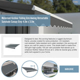 Motorised Outdoor Folding Arm Awning Retractable Sunshade Canopy Grey 4.0m x 3.0m - Extra Image