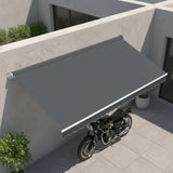 Motorised Outdoor Folding Arm Awning Retractable Sunshade Canopy Grey 4.0m x 3.0m - 45-Degree Angle