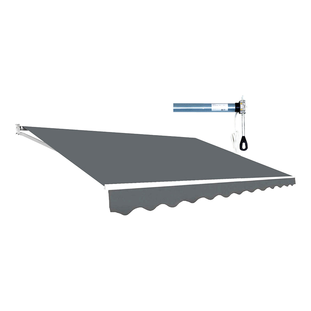 Motorised Outdoor Folding Arm Awning Retractable Sunshade Canopy Grey 5.0m x 2.5m
