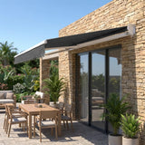 Motorised Outdoor Folding Arm Awning Retractable Sunshade Canopy Grey 5.0m x 2.5m - Close-Up Angle