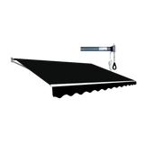Motorised Outdoor Folding Arm Awning Retractable Sunshade Canopy Black 5.0m x 2.5m - Front View