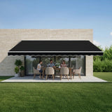 Motorised Outdoor Folding Arm Awning Retractable Sunshade Canopy Black 5.0m x 2.5m - 45-Degree Angle