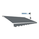 Motorised Outdoor Folding Arm Awning Retractable Sunshade Canopy Grey 5.0m x 3.0m - Front View