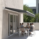 Motorised Outdoor Folding Arm Awning Retractable Sunshade Canopy Grey 5.0m x 3.0m - 45-Degree Angle