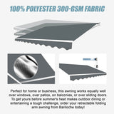 Motorised Outdoor Folding Arm Awning Retractable Sunshade Canopy Grey 5.0m x 3.0m - Extra Image