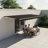Motorised Outdoor Folding Arm Awning Retractable Sunshade Canopy Black 5.0m x 3.0m - 45-Degree Angle