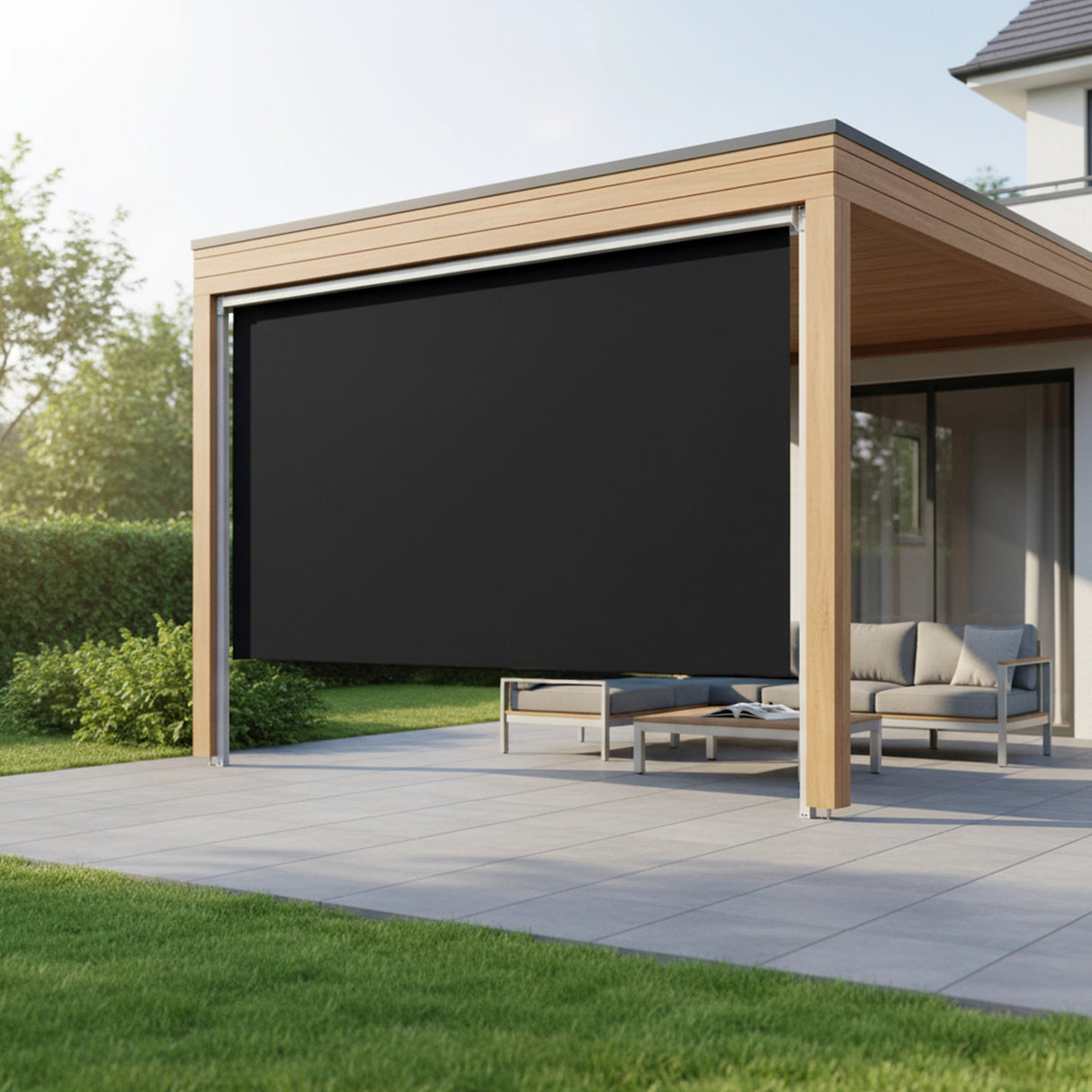 Retractable Straight Drop Roll Down Awning Garden Patio Screen 3.0X2.5M