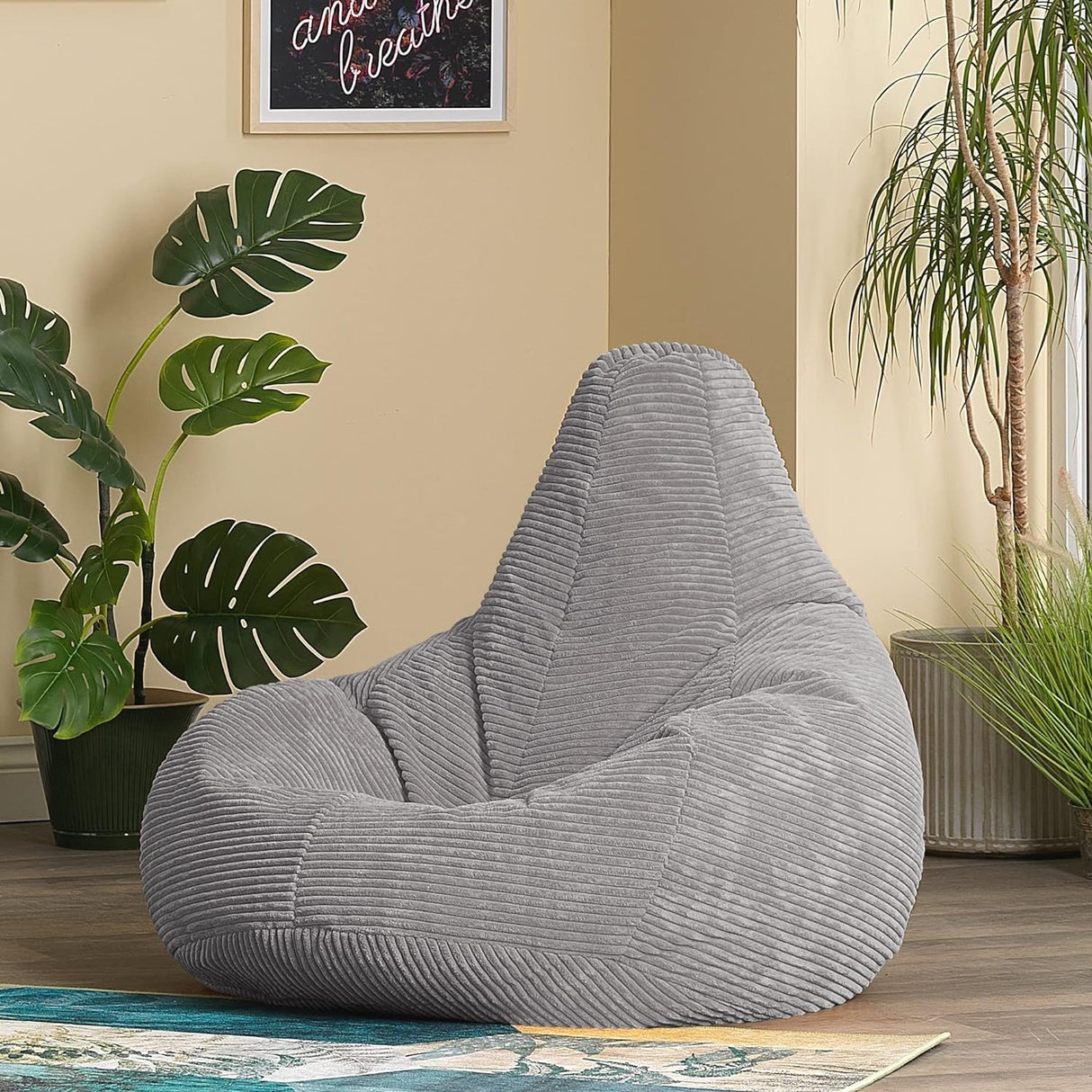Jumbo Cord Beanbag Chair Cover Unfilled Large Bean Bag - Grey