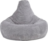 Jumbo Cord Beanbag Chair Cover Unfilled Large Bean Bag - Grey - Rear View