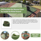 3x4M Army Heavy Duty Waterproof Canvas Tarp Tarpaulin Sun Blocked Dustproof - Low Angle