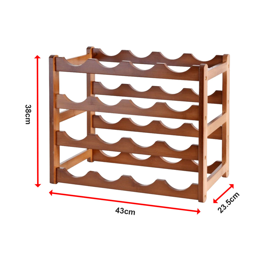 Bamboo Stackable Modular Freestanding Countertop Wine Shelf Rack