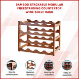 Bamboo Stackable Modular Freestanding Countertop Wine Shelf Rack