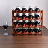 Bamboo Stackable Modular Freestanding Countertop Wine Shelf Rack - 45-Degree Angle