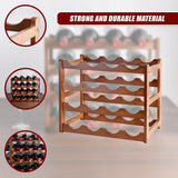 Bamboo Stackable Modular Freestanding Countertop Wine Shelf Rack - Rear View