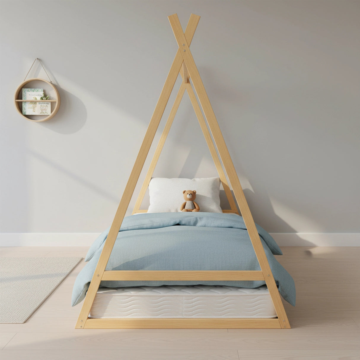 Kids Tent Montessori Toddler Floor Bed Wooden Bedframe