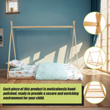 Kids Tent Montessori Toddler Floor Bed Wooden Bedframe - Close-Up Angle