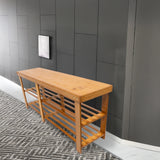 Bamboo Shoe Rack Wooden Bench Storage Organiser Cabinet Holder Stool - Front View
