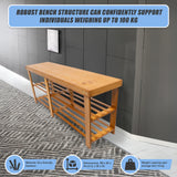 Bamboo Shoe Rack Wooden Bench Storage Organiser Cabinet Holder Stool - Low Angle