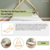 Pine Wood Floor Bed House Frame for Kids and Toddlers