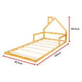 Pine Wood Floor Bed House Frame for Kids and Toddlers